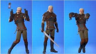 fortnite New Geralt of Rivia Skin Showcase with icon series Dances & Emotes!