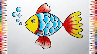 Fish Drawing || How to Draw Fish Step By Step for Beggeiner's || Fish Drawing Colour..