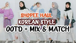 SHOPEE HAUL BAJU KOREA MURAH + OOTD & MIX & MATCH  | Tiyana