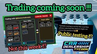 Roblox Car Dealership Tycoon | Trading System coming to CDT soon !!?