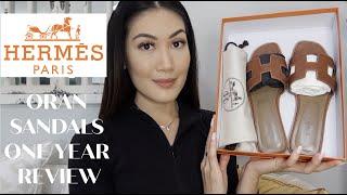 HERMES ORAN SANDALS ONE YEAR REVIEW/WEAR & TEAR | Mimi Le