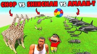 SHINCHAN vs CHOP vs AMAAN-T but with LUCKY SPIN BATTLES in Animal Revolt Battle Simulator