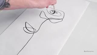 Painting a Rose in a Single Line with Kafka Scriptliner Brush and India Ink