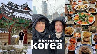 in-law conflicts in korea  cultural differences, holiday family time & food, snow ️ seoul vlog