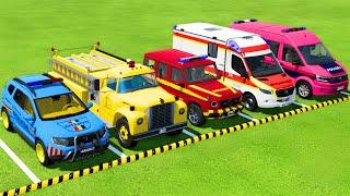 TRANSPORTING POLICE CARS, FIRE DEPARTMENT, AMBULANCE VEHICLES WITH MAN TRUCKS ! Farming Simulator 22