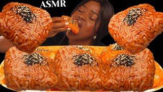 ASMR SPICY FIRE NOODLES WRAP, RICE CAKE & SALMON FISH MUKBANG |Eating Sounds| No talking| Vikky ASMR