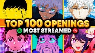 Top 100 Most Streamed Anime Openings of All Time (SPOTIFY & YT MUSIC)