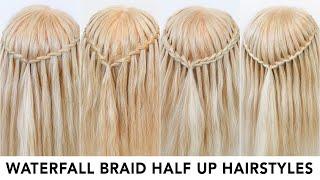 4 Different Waterfall Braids For Beginners - Perfect Christmas Hairstyles - Half Up Half Down Hair