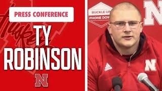 Nebraska football DL Ty Robinson talks after Nebraska’s 13-10 loss at Iowa I Huskers I GBR