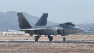 F-22 Raptor. Vapor and Flares. 2024 Miramar Air Show. 4K 60fps. Friday