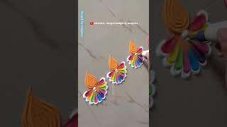 Simple border diya rangoli designs by using bangles || Diwali rangoli hacks by Sangeeta