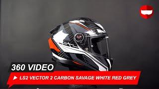 LS2 Vector 2 Carbon Savage White Red Grey - ChampionHelmets.com