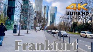 [4K HDR] Walking At Frankfurt City . Eurotower Building . Germany Walking Tour  2021