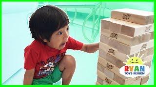 GIANT JENGA CHALLENGE! Parent vs Kid Family Fun Game for Kids