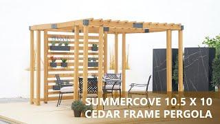 Backyard Patio Ideas | Sunjoy DIY 10 x 12 Wood Pergola Kit with Adjustable Hanging Planters