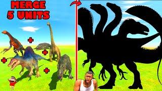 SHINCHAN Merge 5 UNITS into 1 | T-REX Brachiosaurus SPINOSAURUS Animal Revolt Battle Simulator CHOP