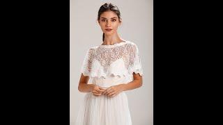 Central Chic Ivory Lace Embroidered Wedding Dress Shawl For Brides - Small Bridal Cape