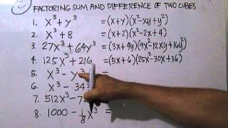 Factoring Sum and Difference of Two Cubes