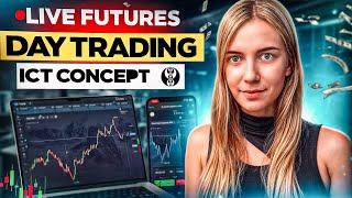 SLOW MONDAY | LIVE FUTURES DAY TRADING - NQ | ES | GC | CL | SI Trading ICT Concept