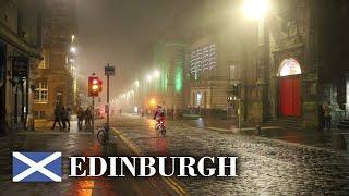 Edinburgh Streets on a Foggy Night in March [4K]