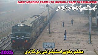 A Foggy Morning Adventure: Railfaning at Jhelum Railway Station | Journey of 102DN & 45UP