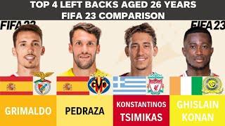 Top 4 Left Backs aged 26 - Grimaldo vs Pedraza vs Tsimikas vs Ghislain Konan (FIFA23 Comparison)