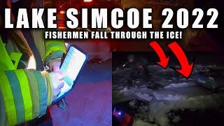Lake Simcoe 2022 - 2 Fishermen and Sled Go Through the Ice! Fox Fishing 4K ULTRA HD Fishing Videos.