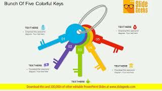 Bunch Of Five Colorful Keys Powerpoint Templates