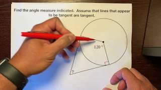Finding angle measures given two tangent lines that intersect two radii