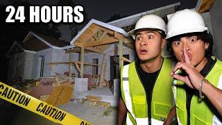 24 HOUR OVERNIGHT CHALLENGE in CONSTRUCTION SITE...