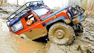 RC Trucks MUD OFF Road Rescue and Stuck — RC Jeep Wrangler Rubicon VS Land Rover Defender 90 Part3