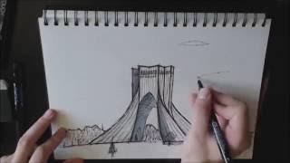 Drawing the 'Azadi Tower' #Timelapse