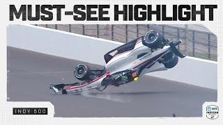 Nolan Siegel spins, flips wildly into air during Indy 500 practice | INDYCAR