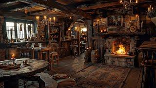 Cozy Medieval Tavern Atmosphere with Crackling Fireside Music