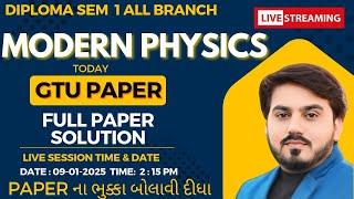 TODAY GTU PAPER SOLUTION FOR DIPLOMA SEM 1 PHYSICS  || FULL SOLUTION || GTU PAPER SOLUTION