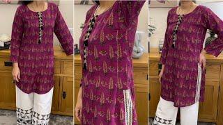 Very Latest Box Pleated Kurta with Square Sleeves And Neck Tassels easy tutorial