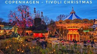 Copenhagen Tivoli  Christmas Market & Beautiful Lights  Cozy 4K Walk