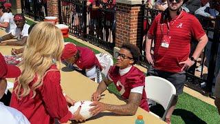 Kalen DeBoer and Alabama players sign autographs after A-Day