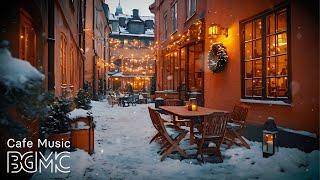 Snowy Day at Cozy Winter Coffee Shop Ambience with Warm Bossa Nova Music for Relaxing