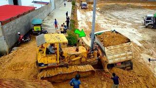 Incredible!! Dump Truck 5ton Drive Back Uploading Landslide Overturned Bulldozer Komatsu Help Rescue