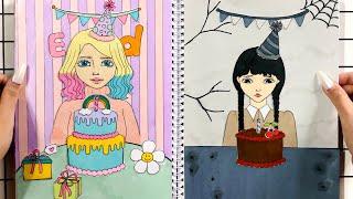 [paper diy] Happy Birthday Wednesday and Enid Rich vs Poor compilation | 수요일 아담스와 이니드