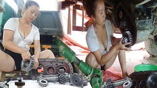 Repair Engine Car: Genius girl repairs severely damaged truck transmission | Girl Mechanical 