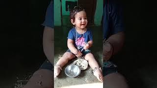 Cute baby eating maggi @ funny video.