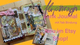 Junk Journal mit Tab Bindung, flip through durch das fertige Buch.  Mixed Media Vintage look