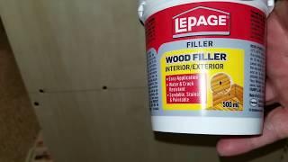 Using Wood filler (LePage) to hide holes on cabinet