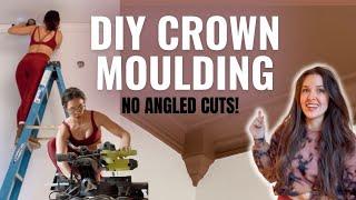 EASY DIY CROWN MOULDING NO ANGLED CUTS // diy ceiling trim