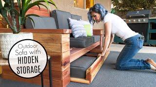 DIY Outdoor Sofa with HIDDEN STORAGE