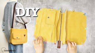 DIY Zipper Crossbody Bag - Corduroy Bag Easy Sewing Tutorial!