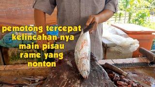 pemotong tercepat kelincahanya main pisau rame yang nonton