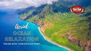Aerial ocean travel meditation